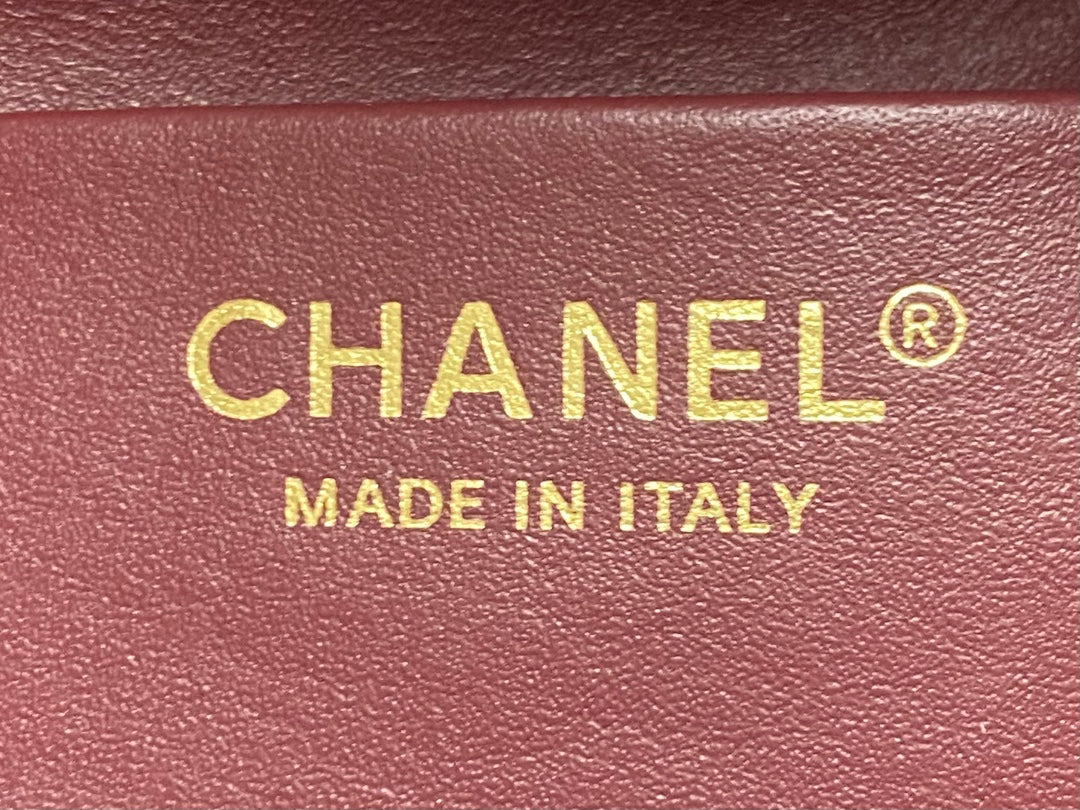 Chanel Mini Flap Bag With Top Handle Shiny Calfskin in Biege AS6424 - Pre-Owned Authentic