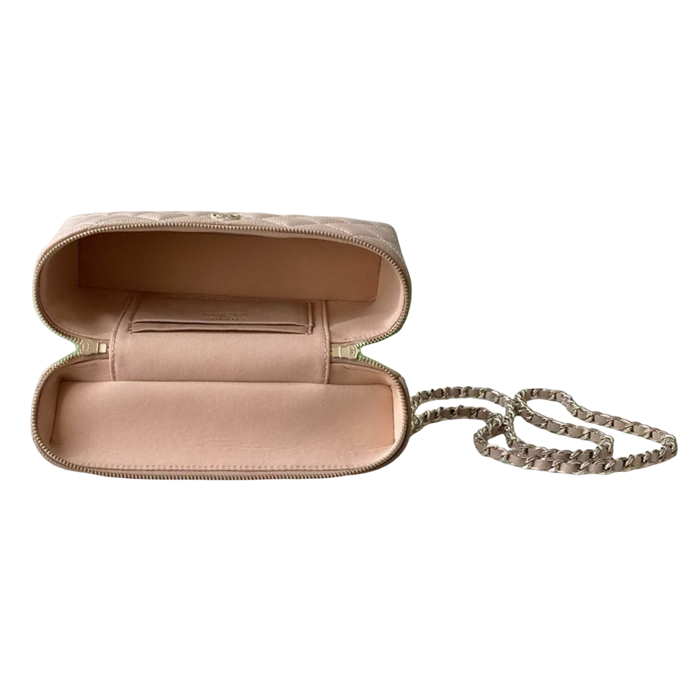 Pre-Owned Authentic Chanel Quilted Vanity Case Pink