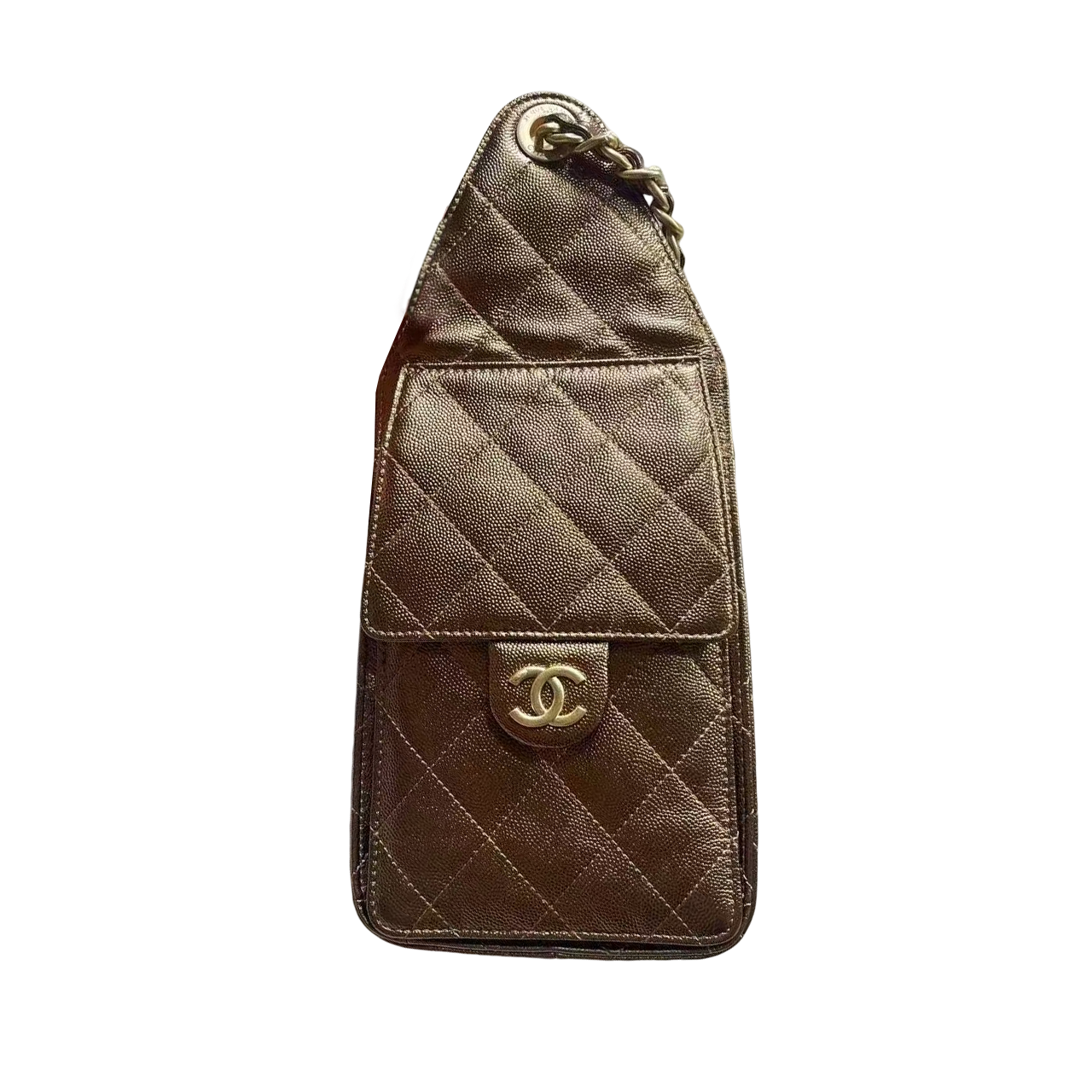 Pre-Owned Authentic Chanel Small Caviar Leather 25 Handbag Gold