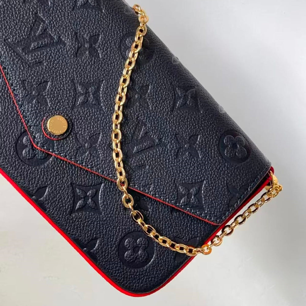 Pre-Owned Authentic Pochette Felicie Monogram Leather Blue M63700