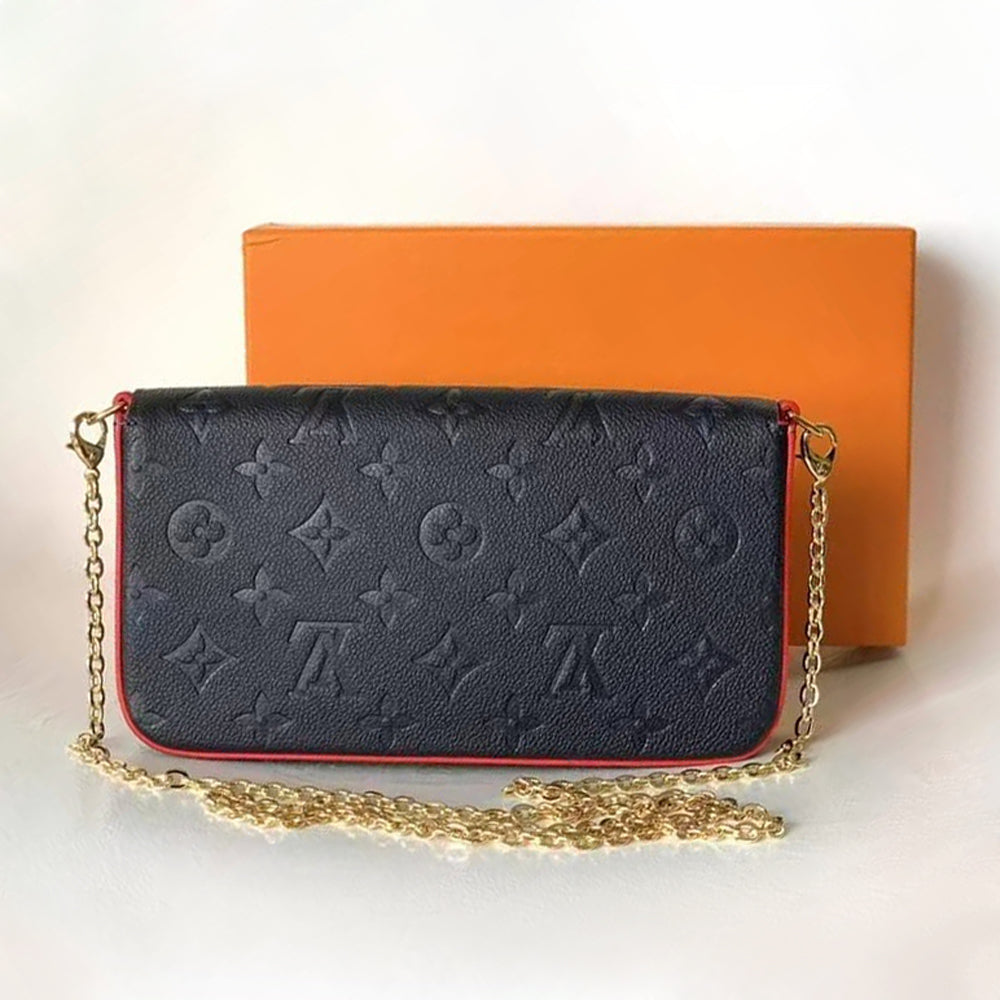 Pre-Owned Authentic Pochette Felicie Monogram Leather Blue M63700