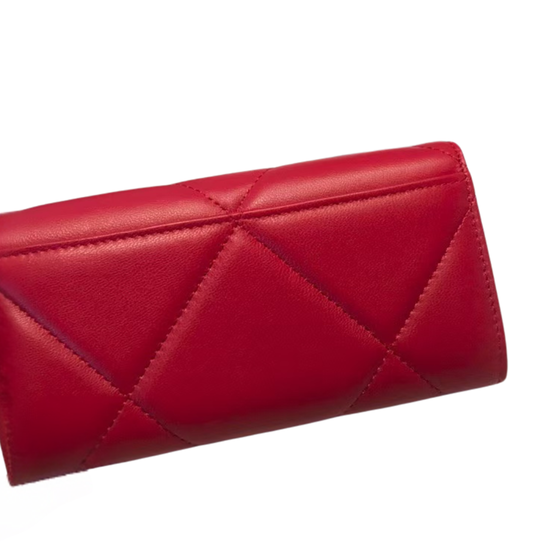 Chanel 19 flap Wallet in Red Goatskin with Aged Brass CC – Pre-Owned Authentic