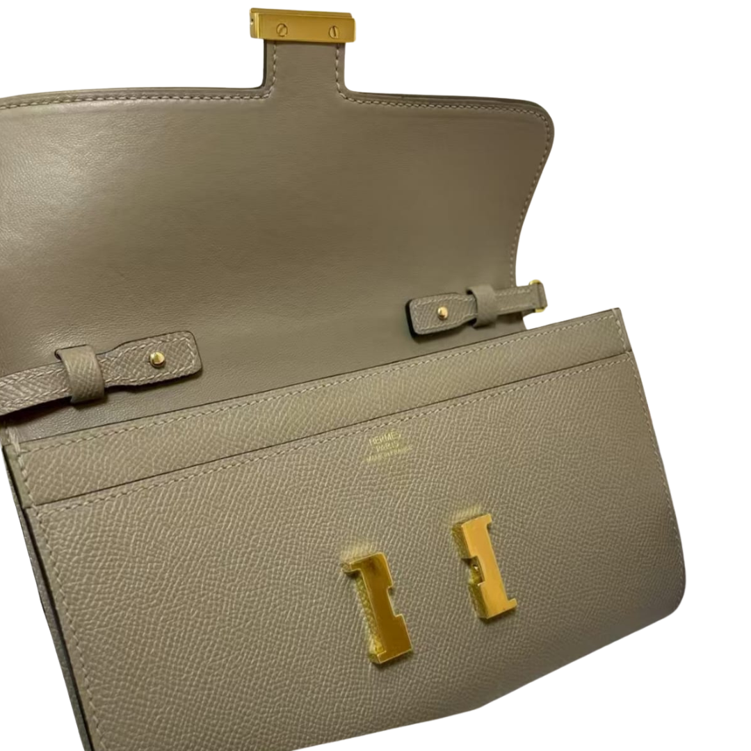 Hermes Constance Large Calfskin Wallet with Gold Hardware – Pre-Owned Authentic