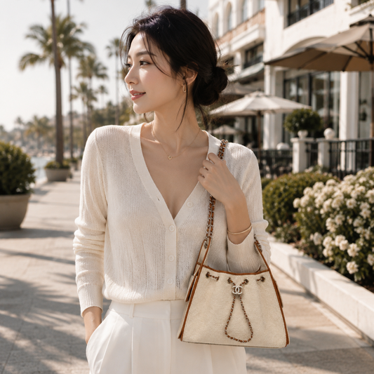 Chanel 25 Small Hobo Cream and Brown shoulder bag