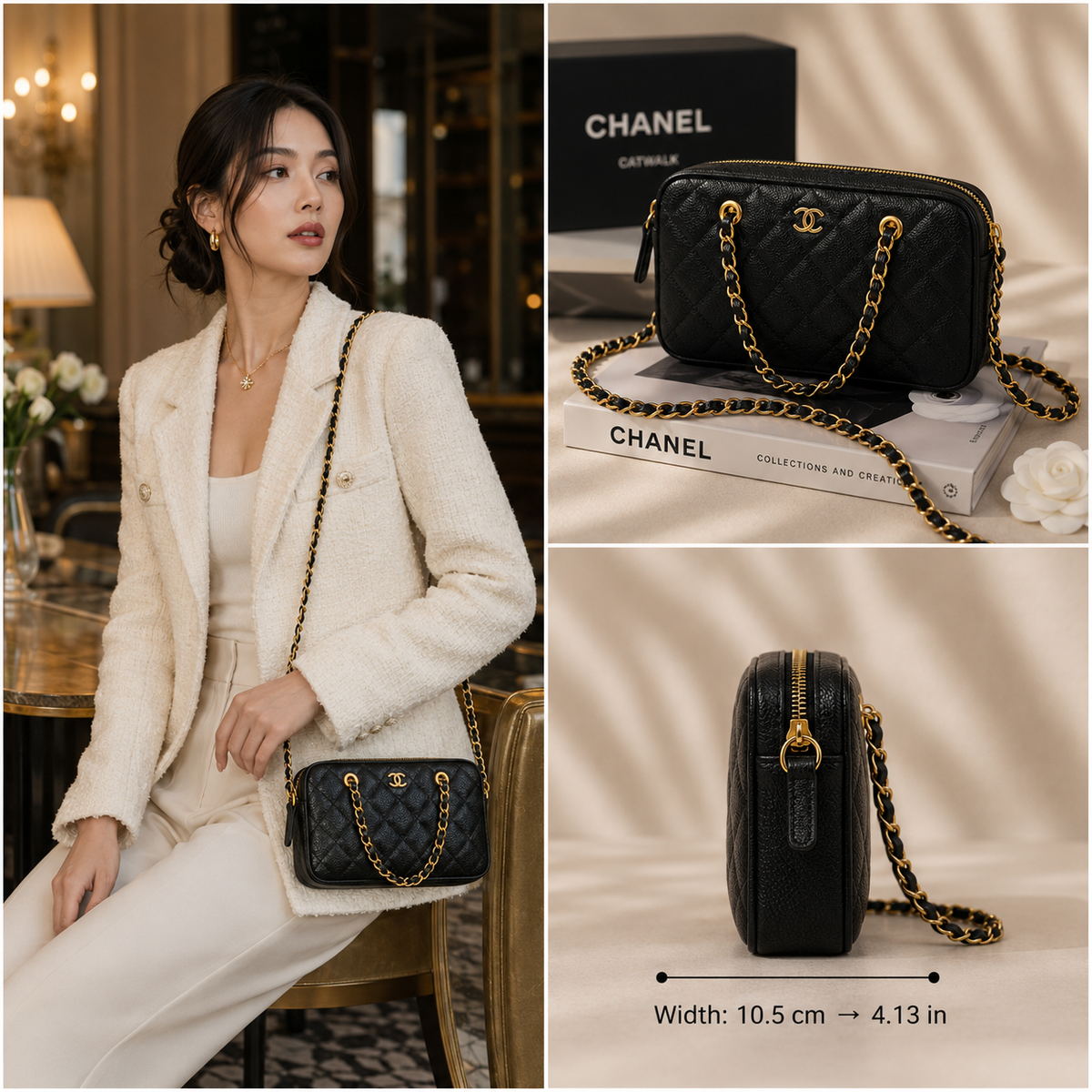 Chanel 25P Mini Bowling Bag / Barrel Clutch Black - Pre-Owned Authentic