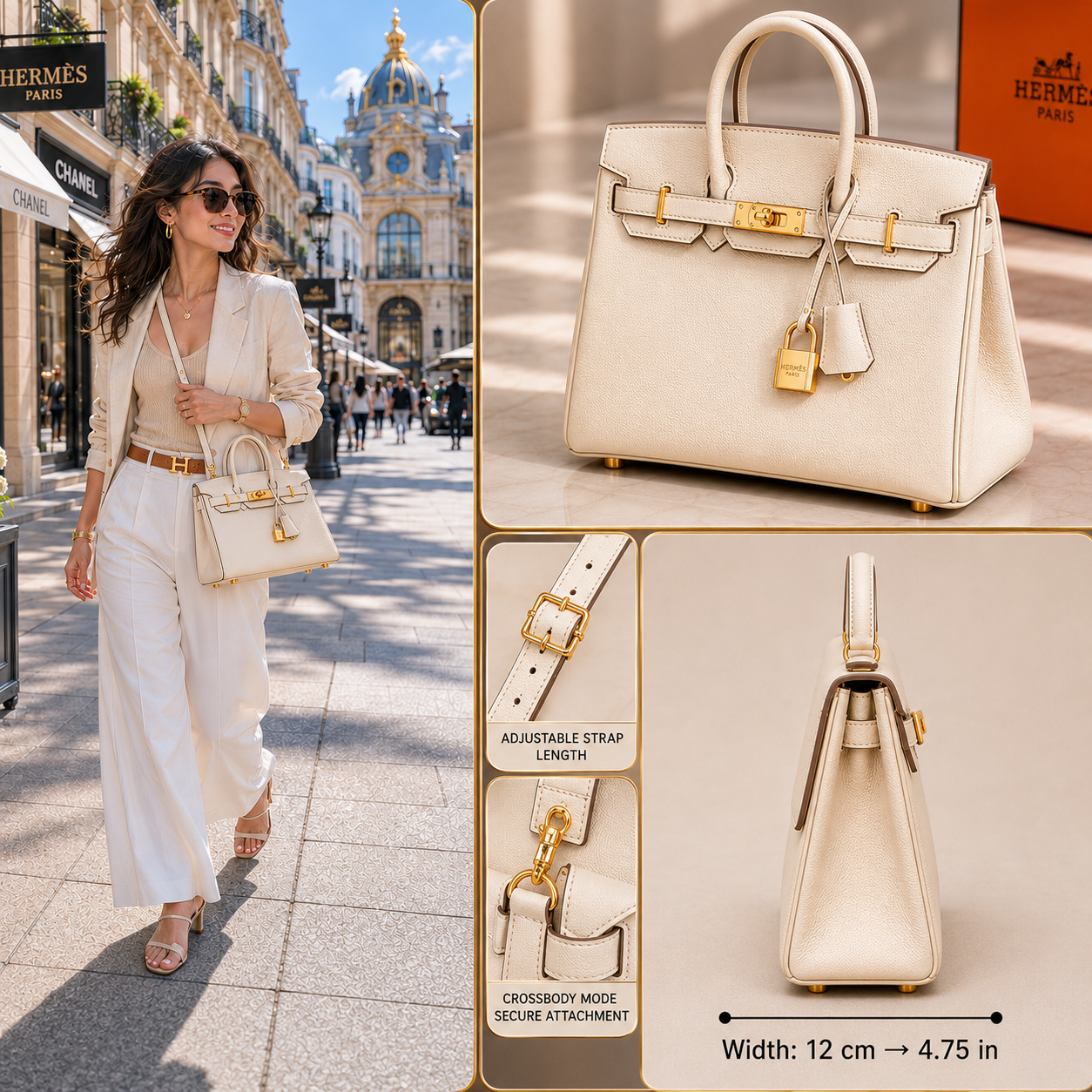 Pre-Owned Authentic Hermes Birkin 25cm in Craie