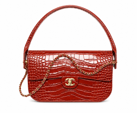 Chanel Large Clutch Crocodile Leather in Red AS6425 - Pre-Owned Authentic