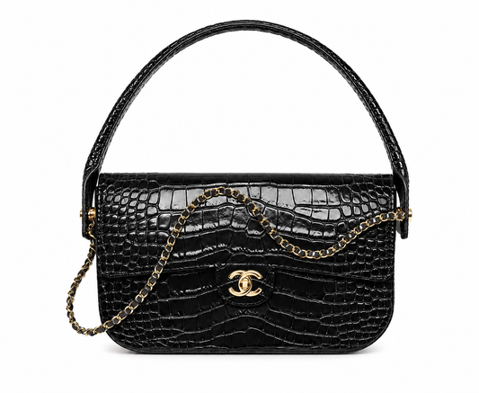 Chanel Large Clutch Crocodile Leather in Black AS6425 - Pre-Owned Authentic