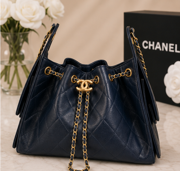 Pre-Owned Authentic Chanel 25 Navy Blue