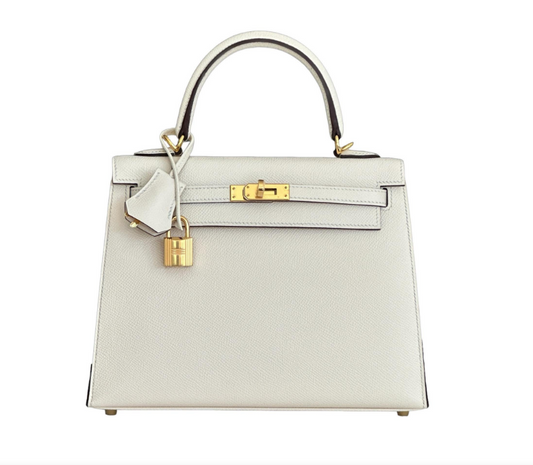 Pre-Owned Authentic Hermès Kelly 25 Retourne Swift Leather in White