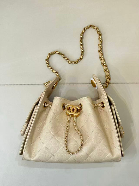 Pre-Owned Authentic Chanel 25 Small in Ivory White