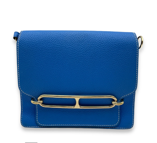 Hermès Mini Sac Roulis in Bleu du Nord Evercolor with Gold Hardware – Pre-Owned Authentic