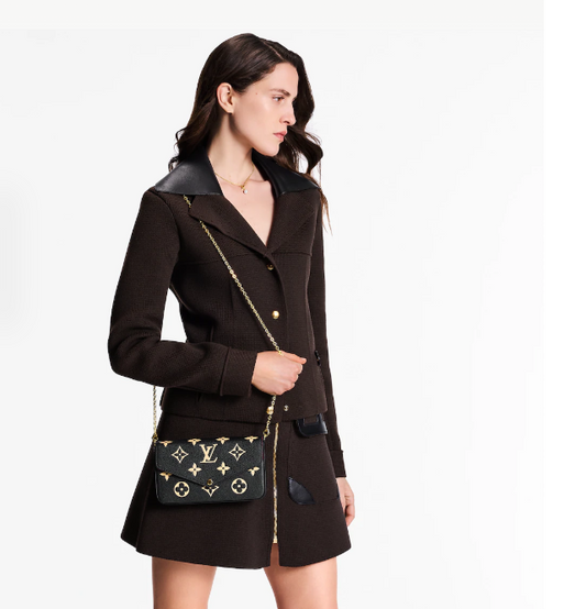 M82479 Pre-Owned Authentic Pochette Felicie Monogram Leather Black with Authentic RFID Tag