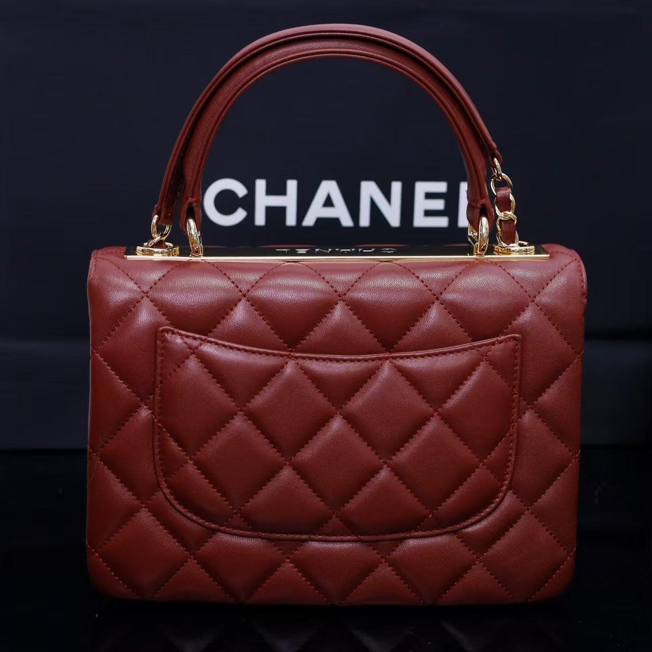 Pre-Owned Authentic 25cm Chanel Trendy Large Bag Red