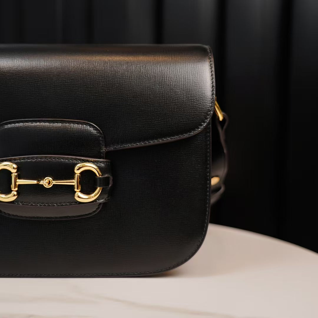 Gucci Azalea Calfskin Horsebit Small Black Shoulder Bag