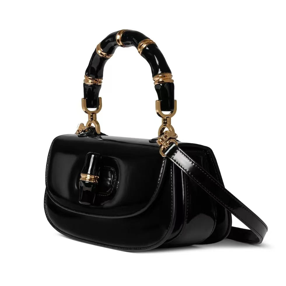 Gucci Bamboo Diva Small Bag Black Leather Pre-Owned Authentic
