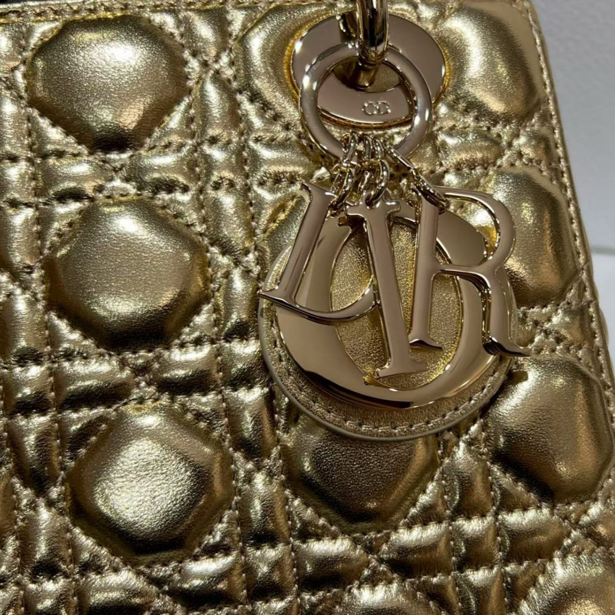 Dior Lady Dior Bag – Metallic Gold Lambskin Cannage – Pre-Owned Authentic