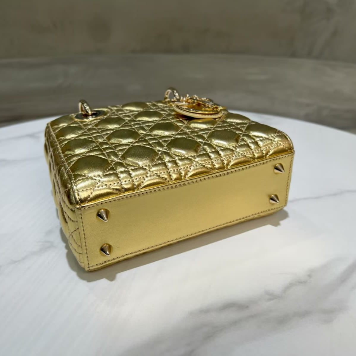 Dior Lady Dior Bag – Metallic Gold Lambskin Cannage – Pre-Owned Authentic