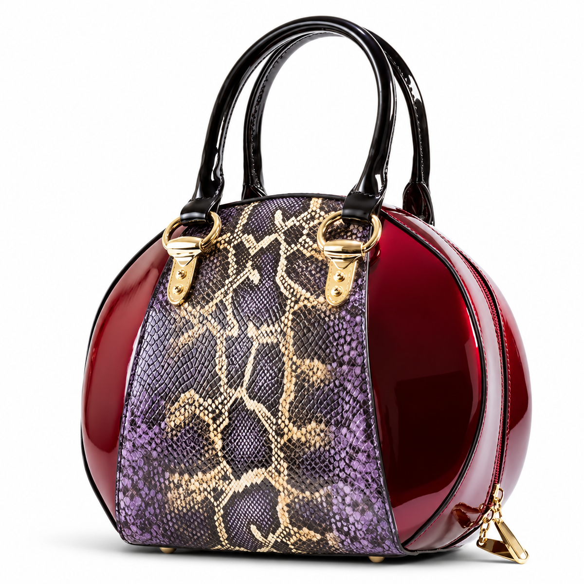 Svetlana Burgundy Python-Print Calfskin Handbag B15-0293BURG