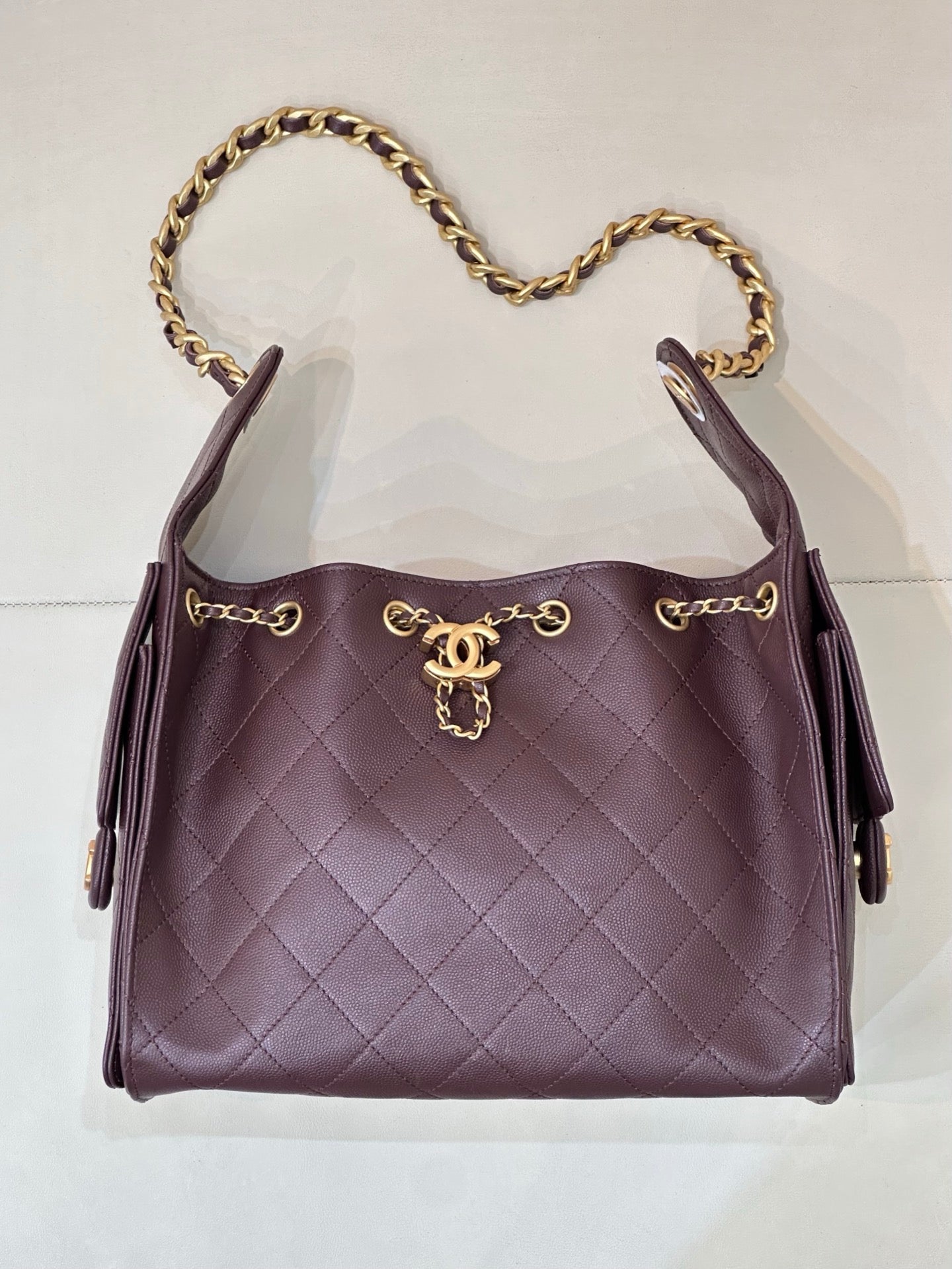 Pre-Owned Authentic Chanel 25 Small in Burgundy
