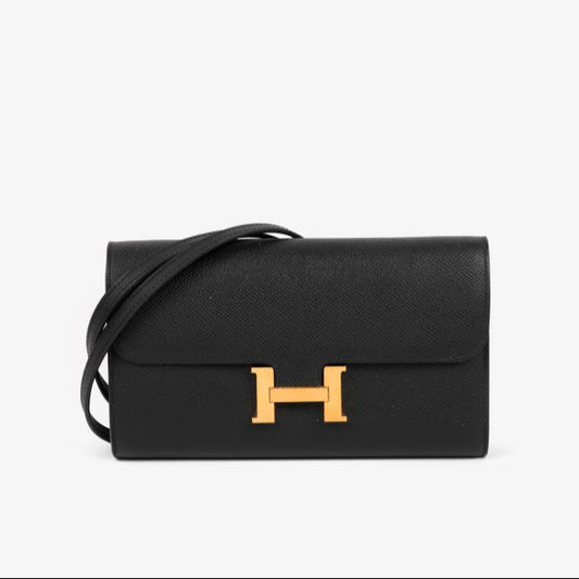 Herms Constance Long To Go Wallet in Black Epsom with Gold Hardware – Pre-Owned Authentic