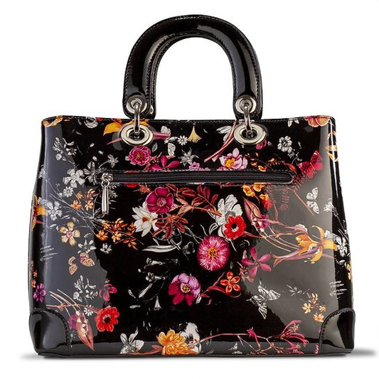 Galina Night Blossom Flower Print Lightweight Leather Handbag (Large) BH93-0873