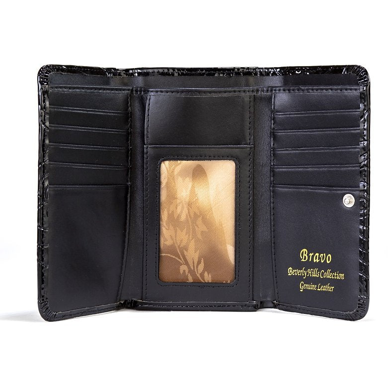 Black Wallet Flower Print Wallet - Medium WB1-02B