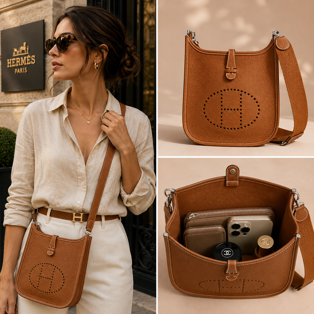 Pre-Owned Authentic - Hermes Evelyne  23  Taurillon Clemence Tan