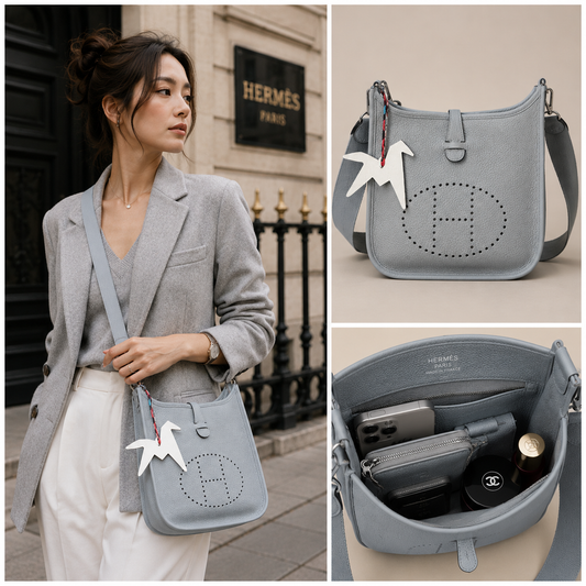 Pre-Owned Authentic Hermes Evelyne 23  Light Blue