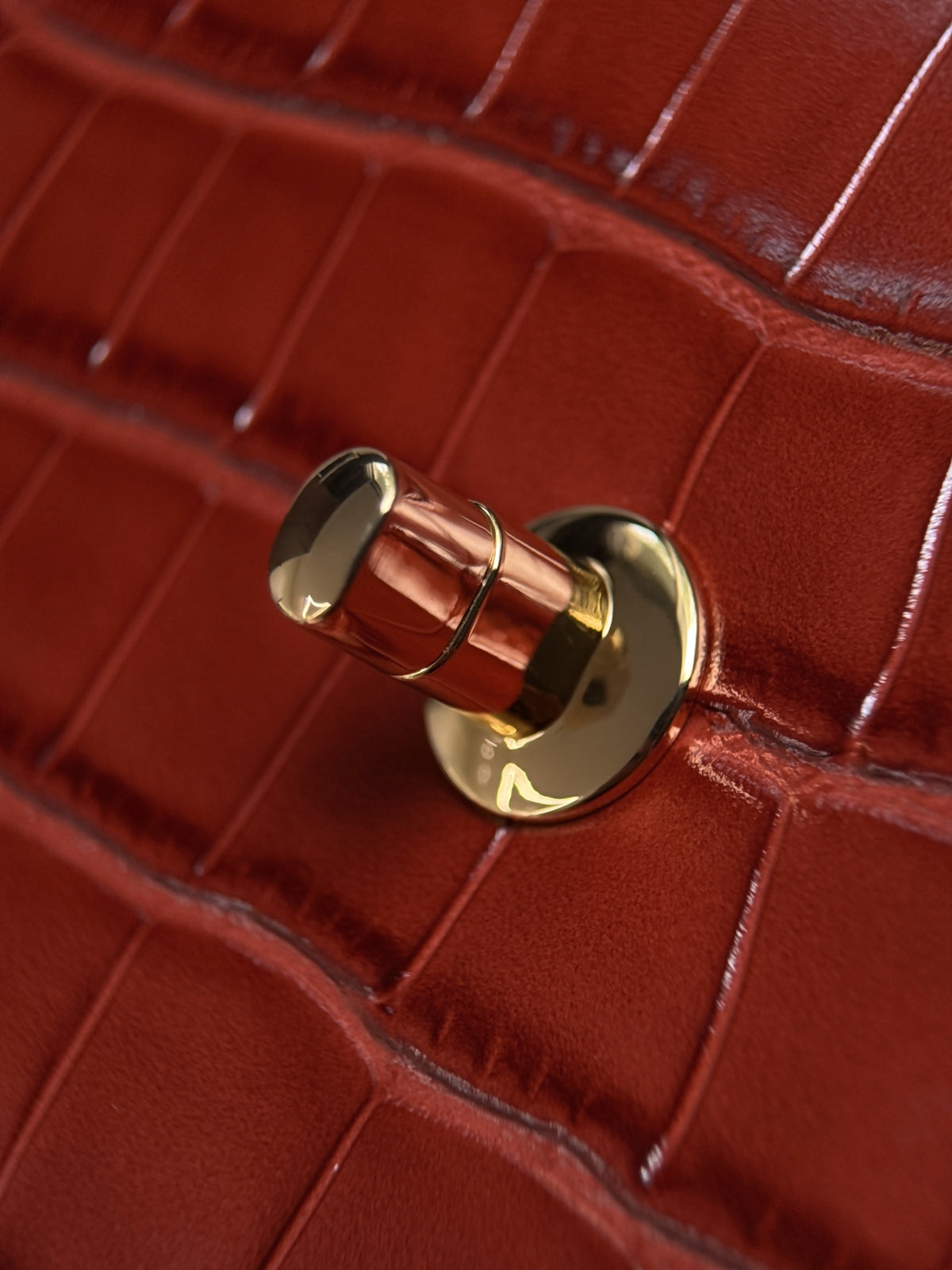 hanel Mini Flap Bag With Top Handle Crocodile-Embossed Calfskin Red – Pre-Owned Authentic
