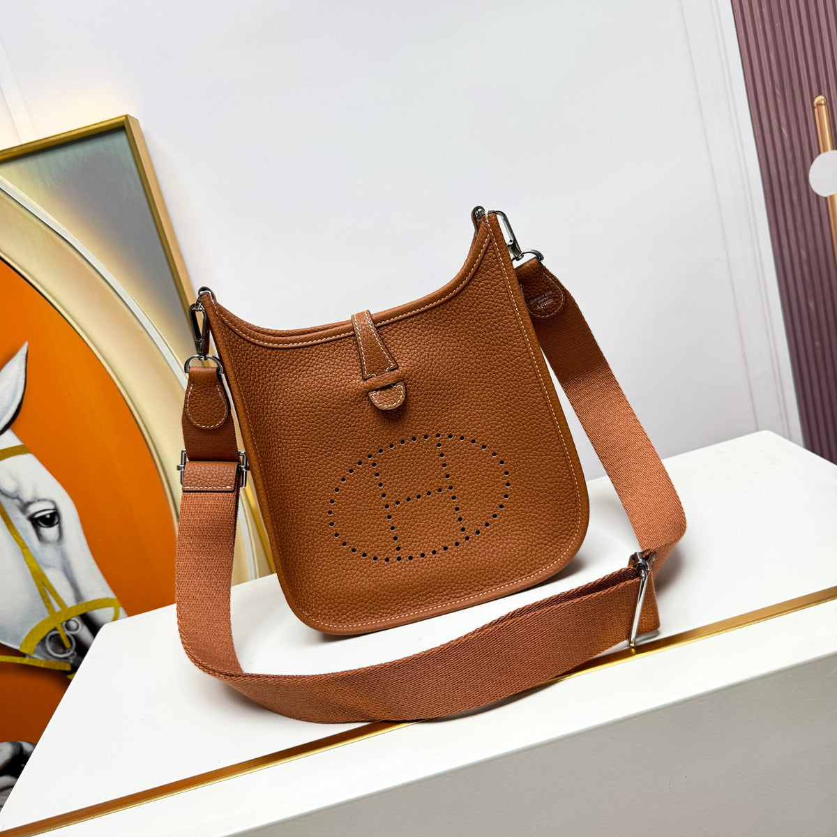 Hermes Evelyne  23  Taurillon Clemence Tan - Pre-Owned Authentic