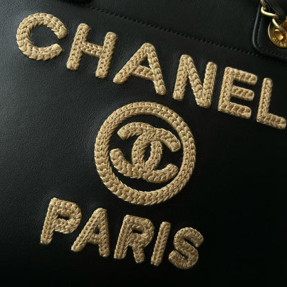 Chanel Deauville Tote in  Black & Biege - Pre-Owned Authentic