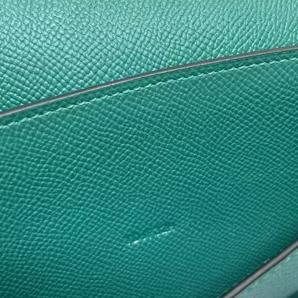 Pre-Owned Authentic Constance To-Go Wallet with Strap  Dark Green