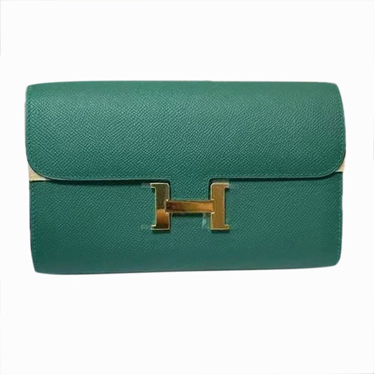 Pre-Owned Authentic Constance To-Go Wallet with Strap  Dark Green