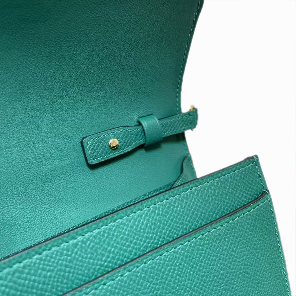Pre-Owned Authentic Constance To-Go Wallet with Strap  Dark Green