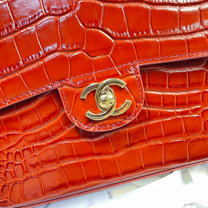 Chanel Large Clutch Crocodile-Embossed Leather in Red – Pre-Owned Authentic