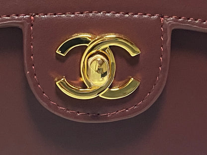 Chanel Mini Flap Bag With Top Handle Shiny Calfskin in Burgundy  AS6424 - Pre-Owned Authentic METIERS D'ART
