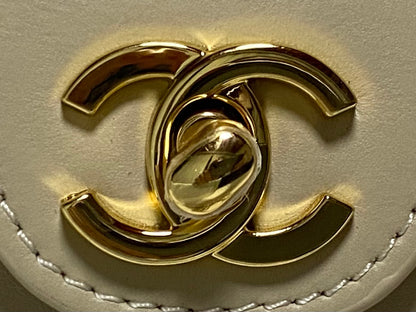 Chanel Mini Flap Bag With Top Handle Shiny Calfskin in Biege  AS6424 - Pre-Owned Authentic