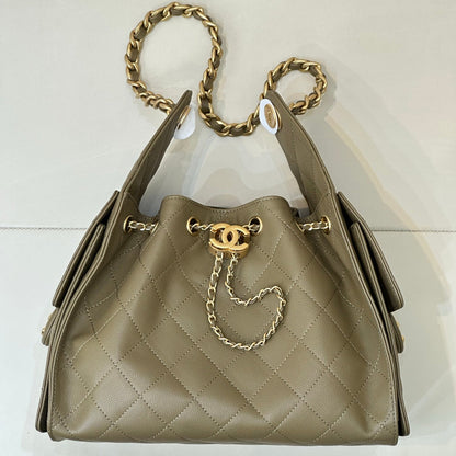 Pre-Owned Authentic Chanel 25 Small in Dark Khaki