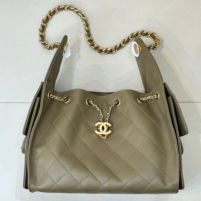 Pre-Owned Authentic Chanel 25 Small in Dark Khaki