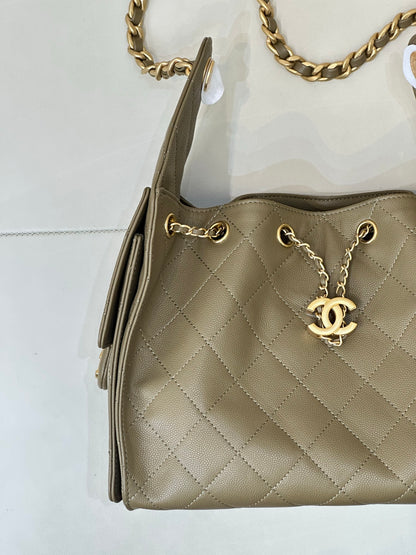 Pre-Owned Authentic Chanel 25 Small in Dark Khaki