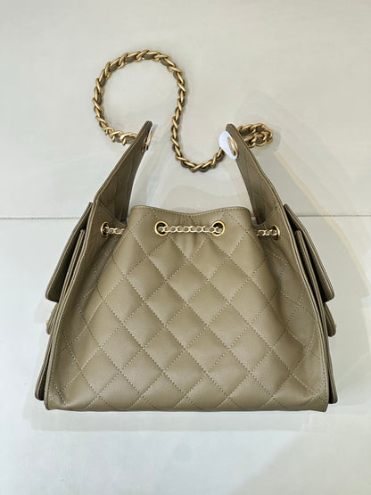 Pre-Owned Authentic Chanel 25 Small in Dark Khaki
