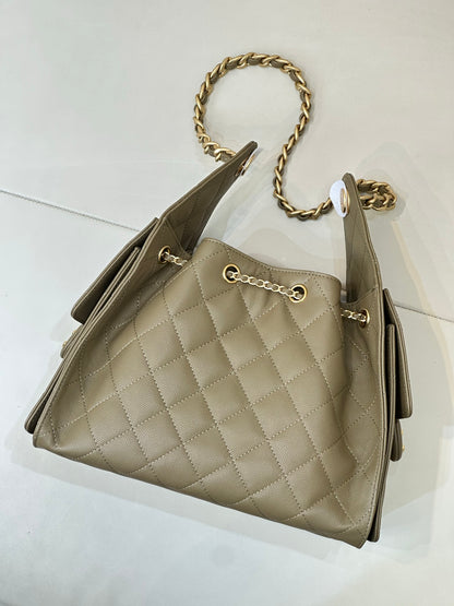 Pre-Owned Authentic Chanel 25 Small in Dark Khaki