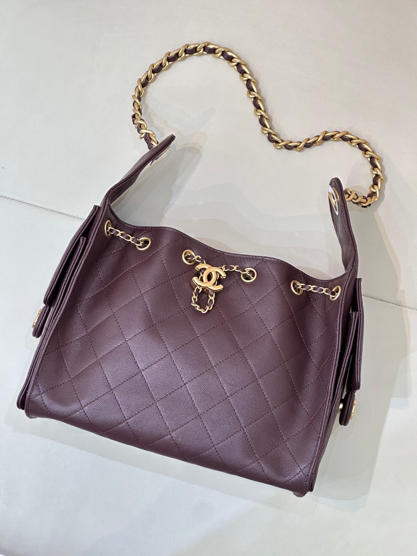 Pre-Owned Authentic Chanel 25 Small in Burgundy