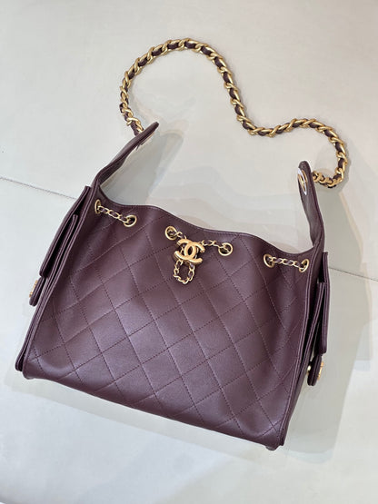 Pre-Owned Authentic Chanel 25 Small in Burgundy