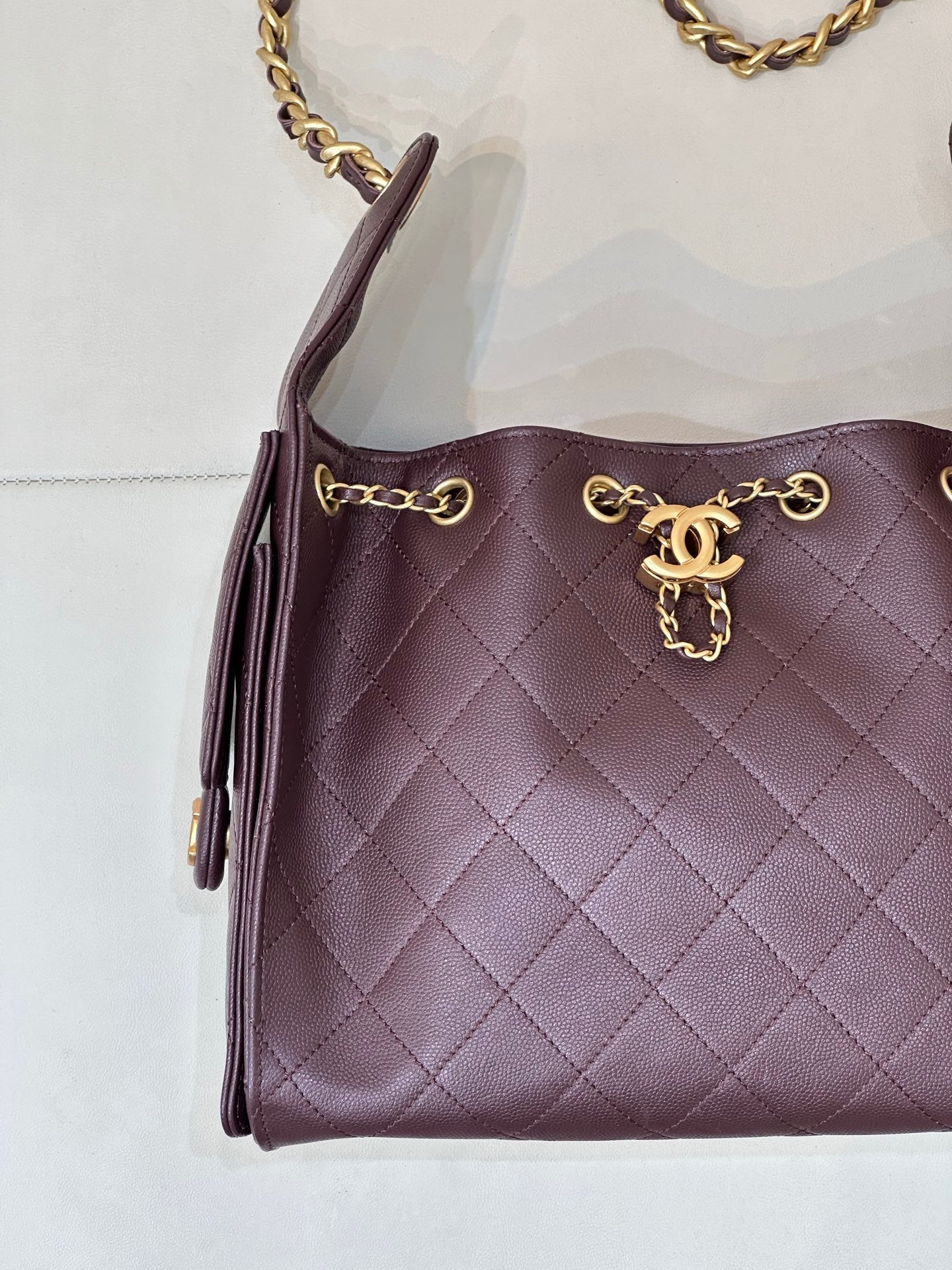 Pre-Owned Authentic Chanel 25 Small in Burgundy