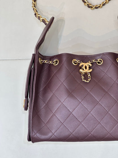 Pre-Owned Authentic Chanel 25 Small in Burgundy