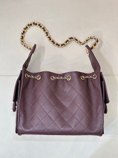 Pre-Owned Authentic Chanel 25 Small in Burgundy