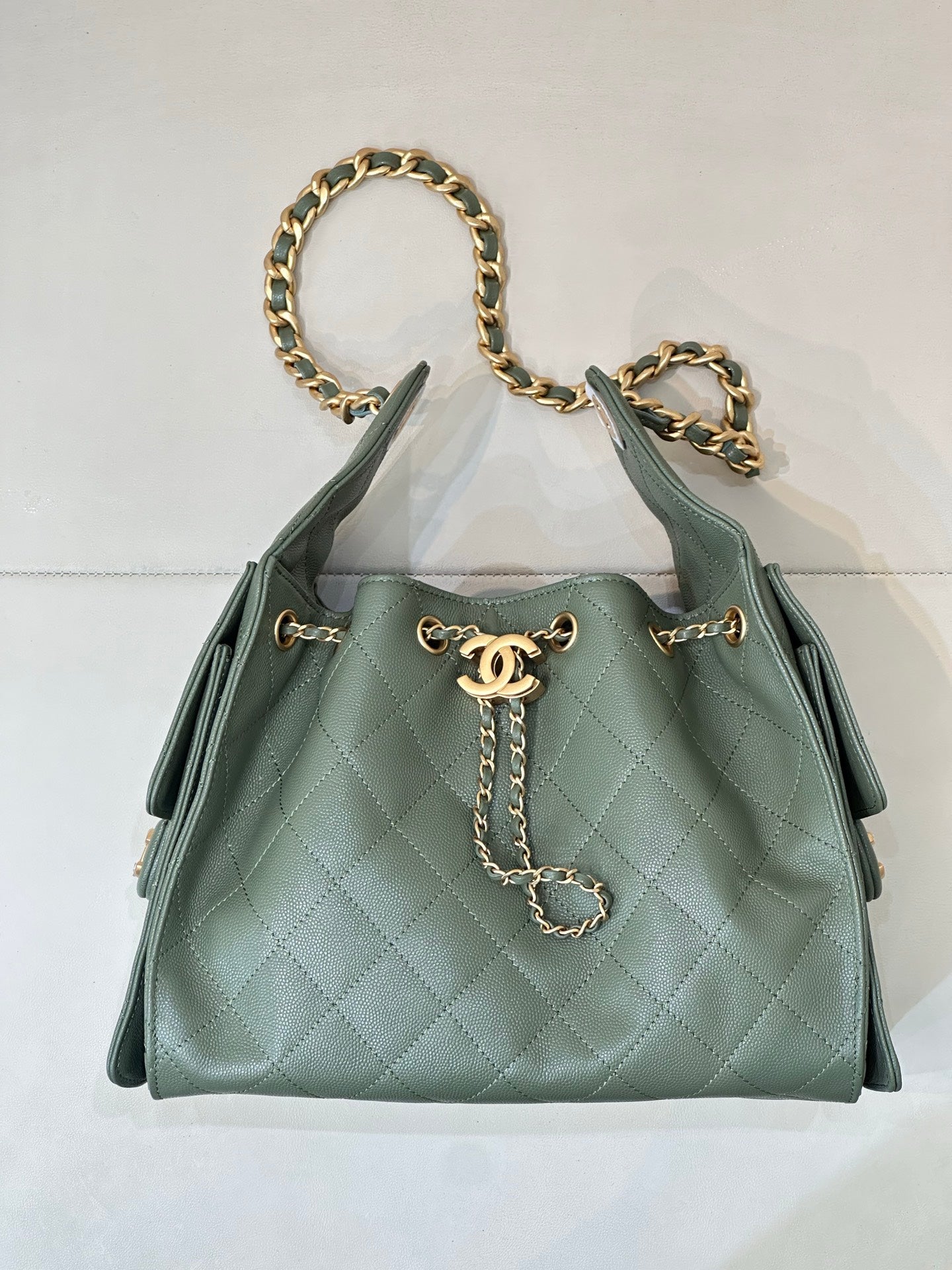 Pre-Owned Authentic Chanel 25 Small in Avocado Green
