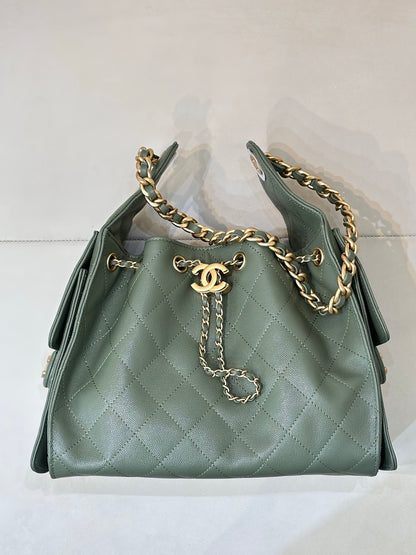 Pre-Owned Authentic Chanel 25 Small in Avocado Green